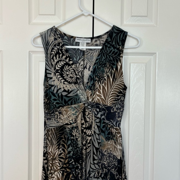 Tropical Print Dress, Size L, Summer's Collection, Blue & Green, Twist Front - Picture 4 of 7